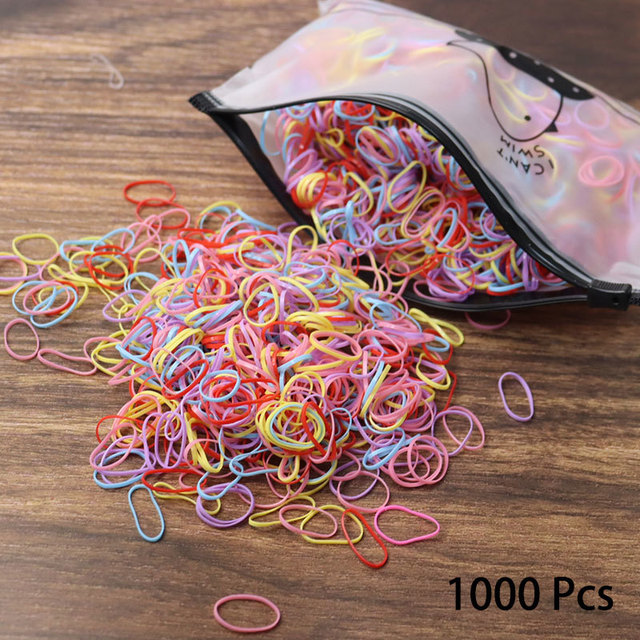 1000pcs Disposable Rubber Band Hairband For Kids Ponytail Hair Ties Colorful Elastic Hair Bands Baby Hair Accessories