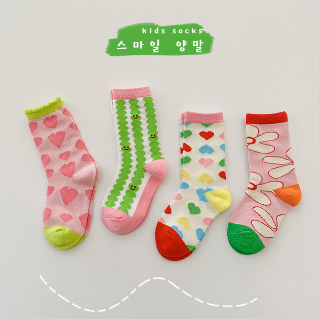 Children Baby Girls Leg Warmer Cartoon High Socks Cute Cotton Socks Toddler Spring Clothes 2022 Toddler Cartoon Socks 4pairs/lot