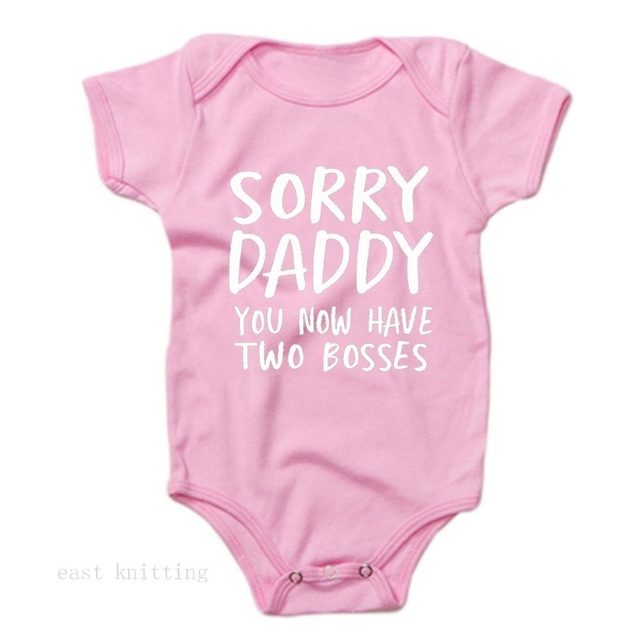 Newborn Baby Jumpsuit 0-18M Sorry Daddy As You Know Her Two Heads Funny Print Cotton Jumpsuit Baby Boy Short Sleeve Jumpsuit