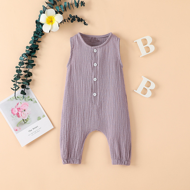 Summer Newborn Baby Boys Girls Romper Jumpsuit One Piece Solid Color Sleeveless Newborn Baby Clothes