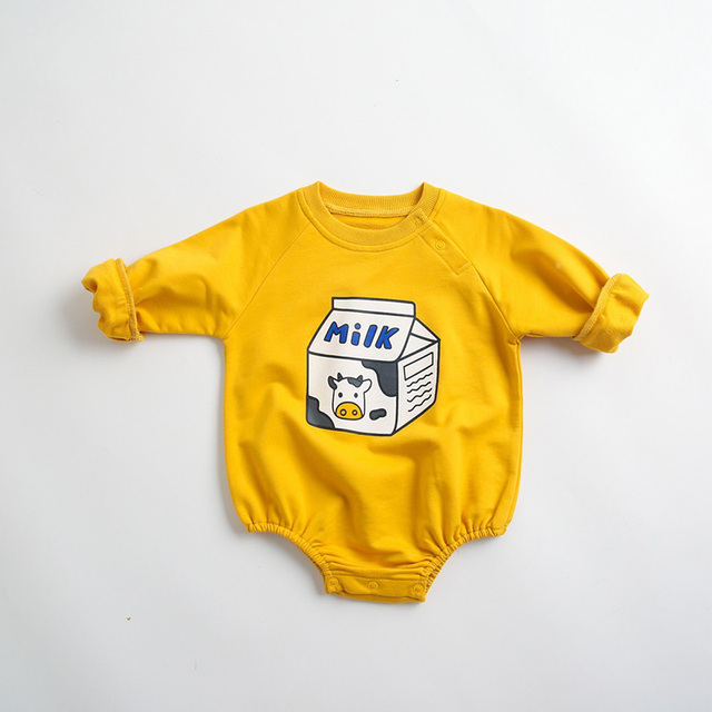 MILANCEL Spring 2022 Children's Underwear Baby Girls Long Sleeve Cartoon One-piece Clothing Set