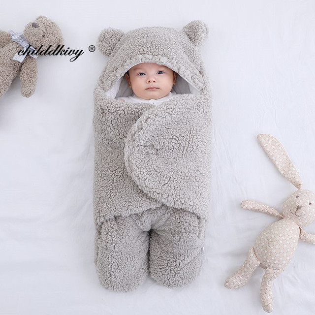 Soft Newborn Baby Wrap Blankets Baby Sleeping Bag Envelope for Newborns Sleeping Bag Cotton Thicken Cocoon for 0-9 Months Baby