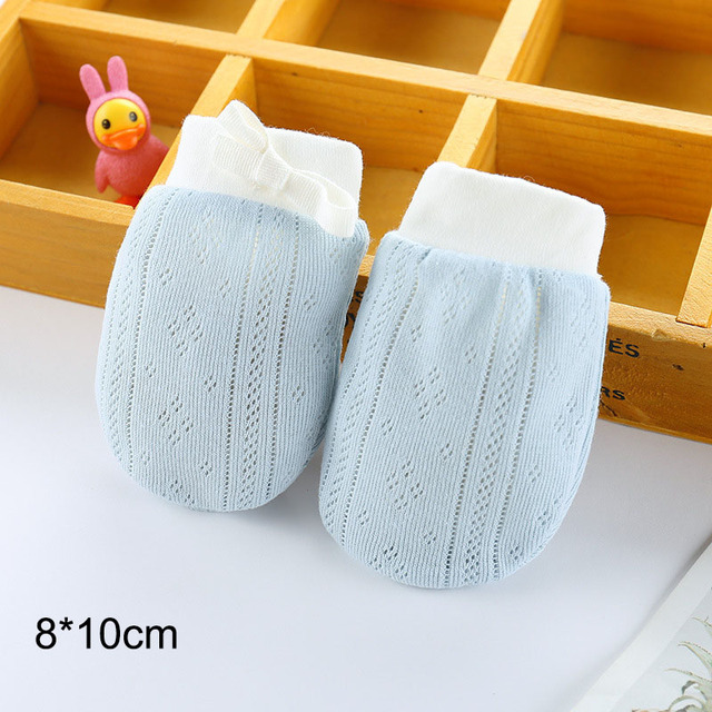 1 Pair Baby Protective Gloves Newborn Gloves Infant Supplies Cute Soft Adjustable Pure Color Breathable Cotton Gloves For Baby 0-24M