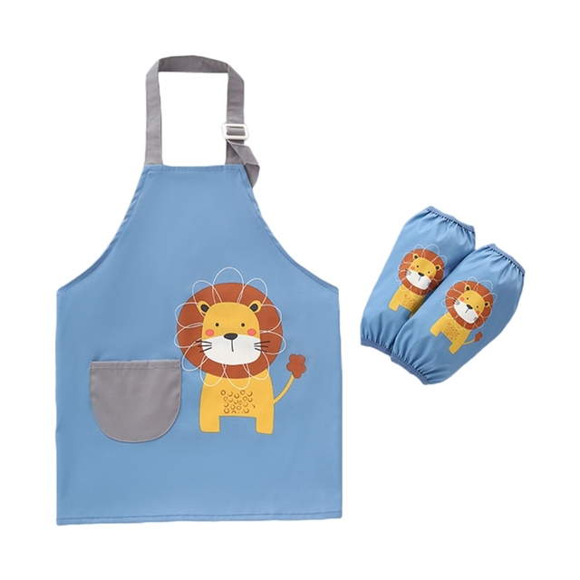 1 set 3-12 years baby girl boy waterproof adjustable painting apron with sleeves set baby kids toddler infant burp cloth