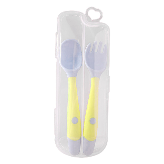 Baby Children Spoon Fork Set Soft Bendable Silicone Scoop Fork Cutlery Set Kid Training Feeding Cutlery Utensils