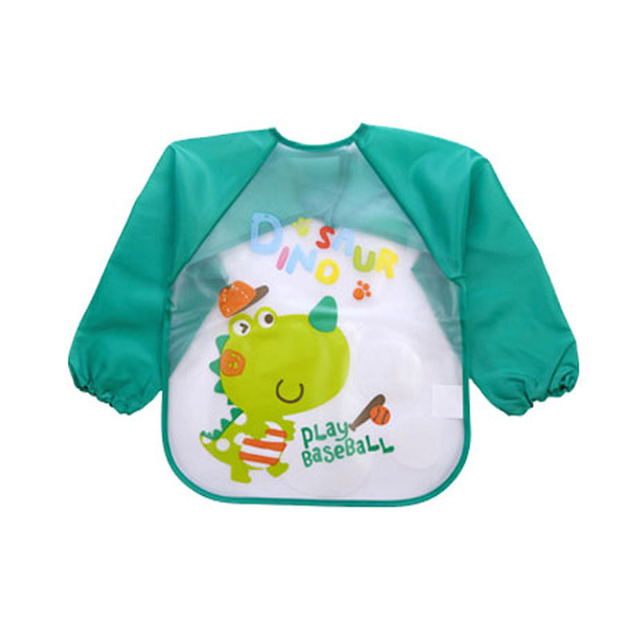 Baby Bandana Bibs Cute Cartoon Colorful Bibs Waterproof Infant Eating Children Sketch Long Sleeve Apron Baby Self Feeding Bib