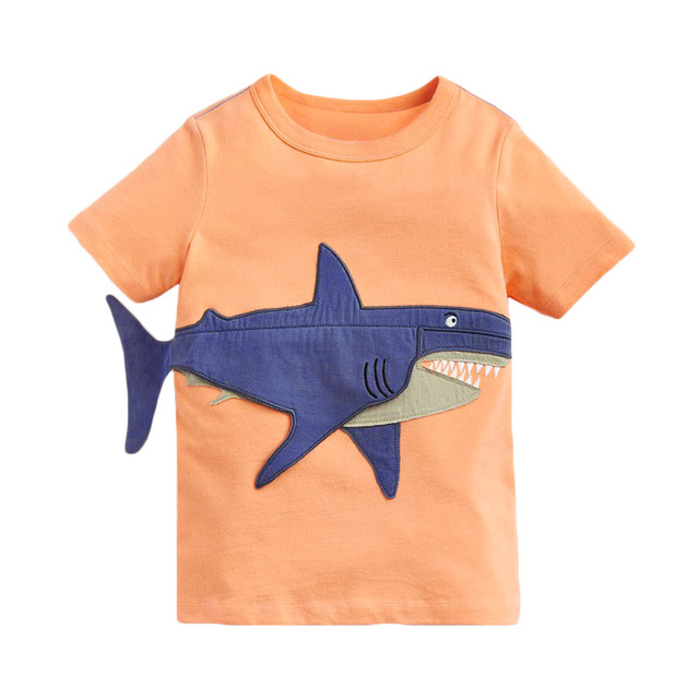 2022 Little Maven Summer Boys T-shirt Short Sleeve Clothes With Animal Shark For Kids Baby Breathable Cotton Tops