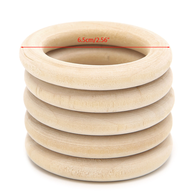 5pcs 70mm Baby Toys Beech Wooden Baby Teething Rings Baby Teething Accessories for Baby Necklace Bracelet Making DIY Craft