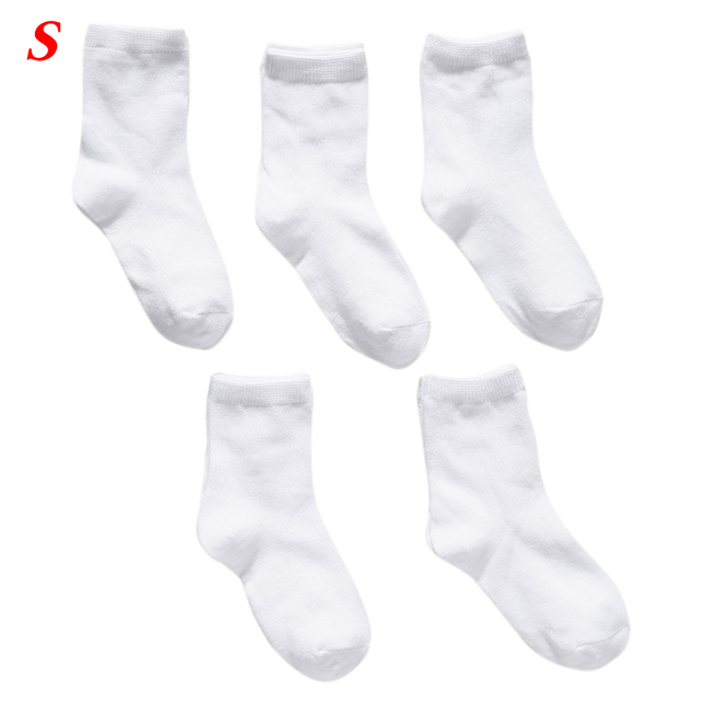 Pure White Baby Socks 5 Pairs Boys and Girls Breathable Cotton Sports Socks For Spring