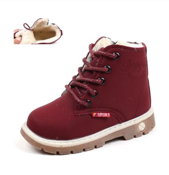 Autumn Winter Children's Shoes Martin Boots Boys Shoes Soft Leather Anti-slip Girls Shoes 21-30 Running Sneakers