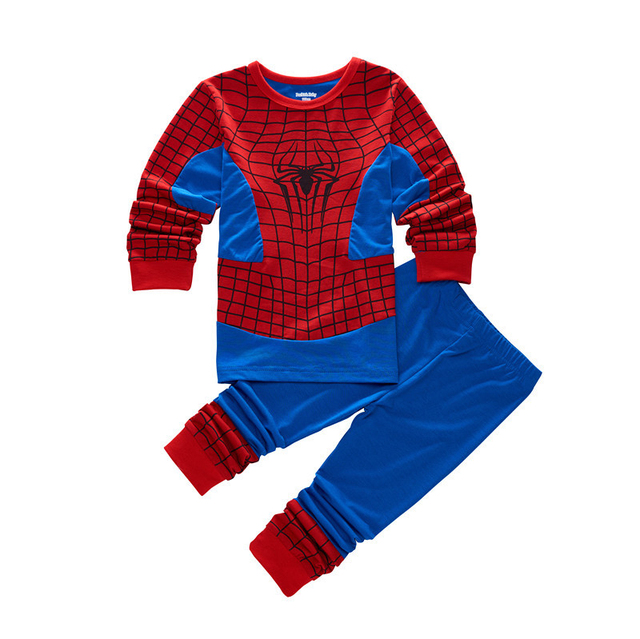 Autumn Children's Spider Set Kids Sleepers Boys Girls Super Hero Cartoon Long Sleeve Pajama Anna Elsa Sleepwear 2-7T Christmas Gift