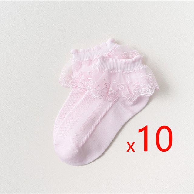 10pairs/lot Baby Girls Kids Lace Ruffle Socks Princess Mesh Children Ankle Short Breathable Cotton White Pink Blue Toddler Sock