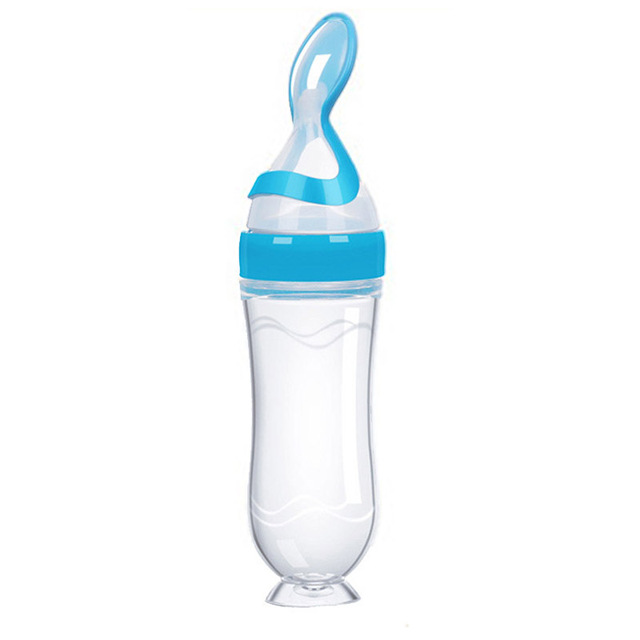 Newborn Baby Feeding Bottle 90ml Silicone Squeeze Spoon Milk Bottle Baby Training Nutrition Supplement