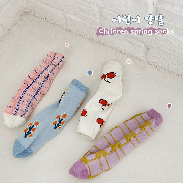MILANCEL 2022 Spring New Kids Socks Floral Girl Sock Cotton Casual Girls Socks Korean Children Socks