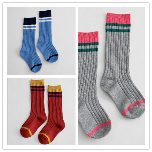 3 pairs 1-8 years old 2021 spring and summer new parallel stripes striped kids middle tube children's socks