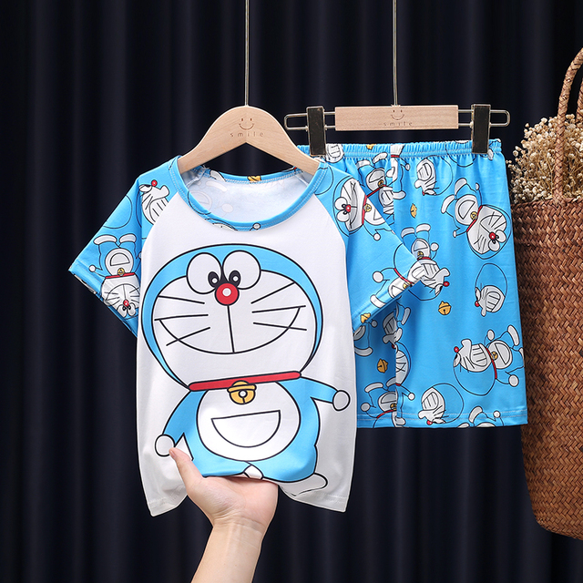 Kids Boys Girls Cartoon T-Shirt Tops Shorts Suit Pyjamas Nightwear Outfits Set 