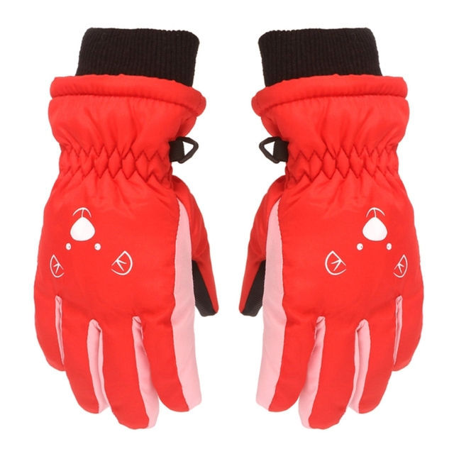 Children Skiing Cycling Gloves Kid Thick Warm Cute Bear Face Gloves