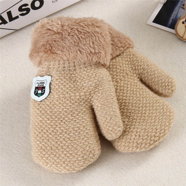 Boys Girls Knitted Gloves Full Finger Warm Rope Gloves Toddler Kids New Winter Set