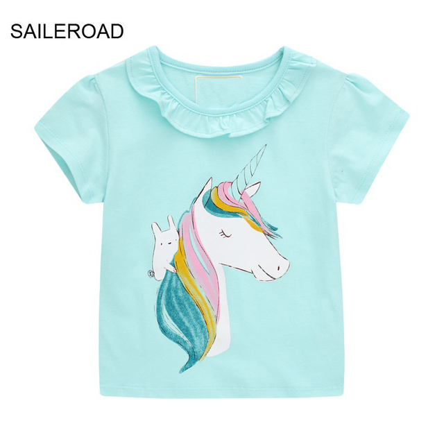 Seieroad Baby Girls 2-7 Years Animation Short Sleeve Cotton T-Shirt For Boys T Shirt Tops