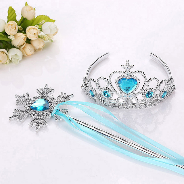 Frozen Girl Crown Sticker Elsa Magic Wand Rapunzel Accessory Princess Party Dress Up Birthday Gift For Kids Aurora