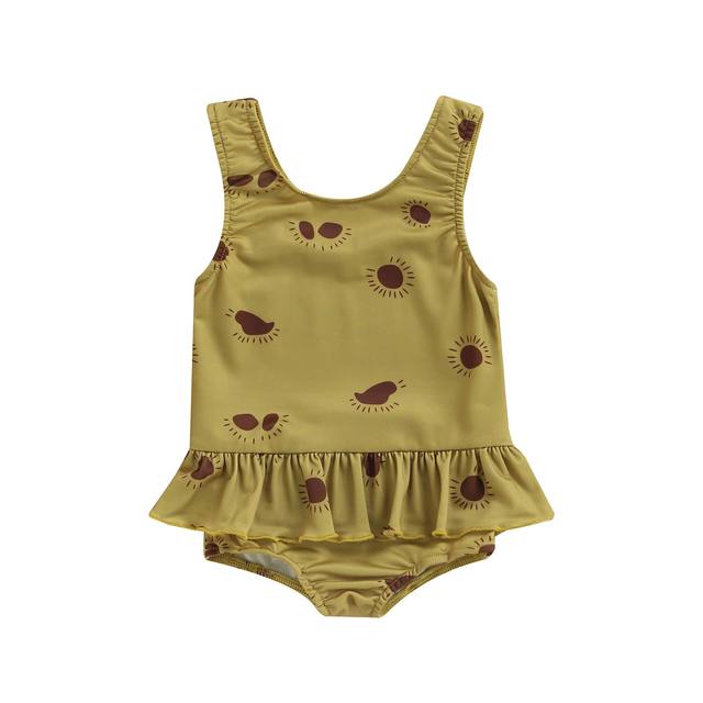 Newborn Infant Baby Girls Swimwear Cherry Lemon Sun Print Swimwear Beachwear Bathing Suit Costumes D35