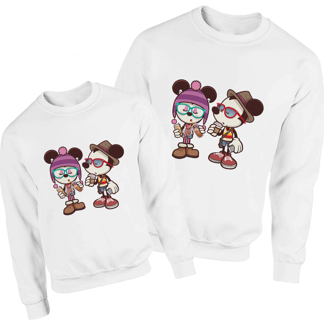 Simple Mickey Family Style Sweatshirt Cool Modern Harajuku Sweatshirt Harajuku Mom and Daughter Pullover Lovely Clothes Hoodie