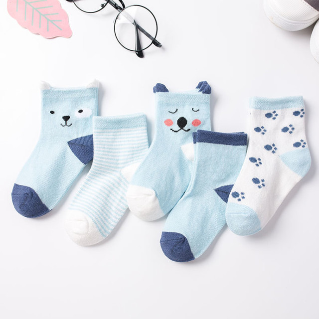 5pairs/lot 2022 Baby Socks for Kids Girls Boy Cotton Stripe Cartoon Animals Summer Baby Knitwear Socks Newborn Baby Clothes