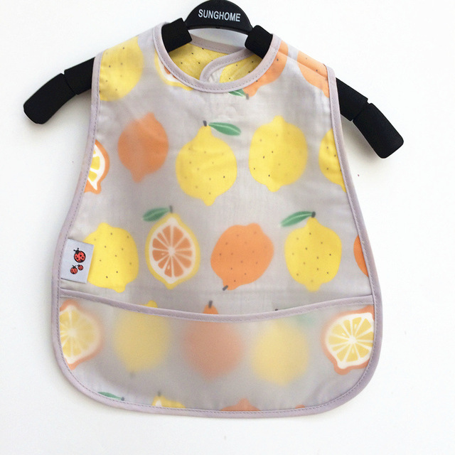 Baby Sleeves Waterproof Bib Cartoon Pattern Lunch Feeding Scarf Soft Cotton Baby Bibs EVA Layer Adjustable Saliva Cloth