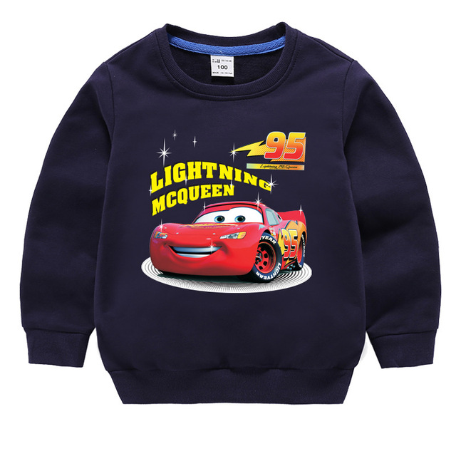 Autumn Children Girls Clothes Cartoon Lightning McQueen Cars Printed Long Sleeve Sweatshirt Casual Teenagers Boys Tops