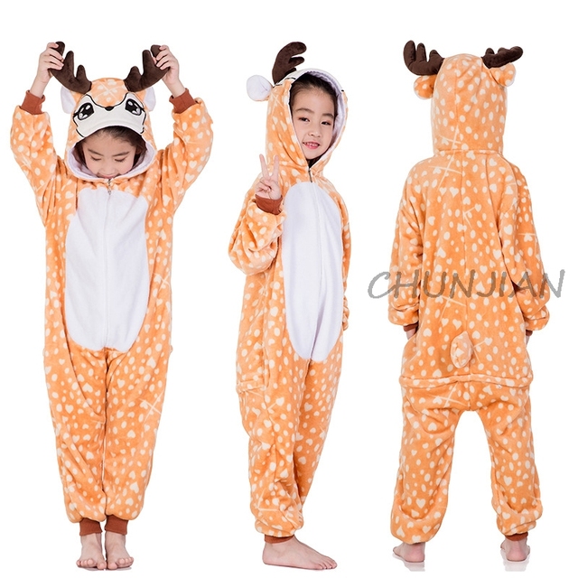 Winter Kigurumi Kigurumi Soft Warm Soft Flannel Pajamas Cartoon Animal Hooded Pajamas Boys Unicorn Pajamas Girls Kids Sleepwear