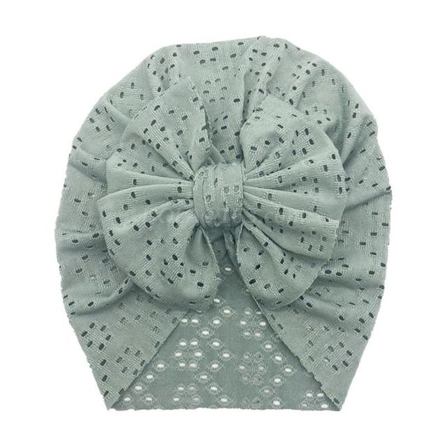 Newborn Fetus Hat Summer Hollow Breathable Baby Headband Knotted Polyester Hats for Newborn Infant Headwear Baby Shower Caps