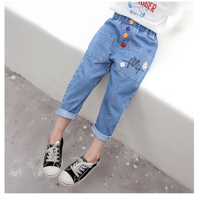 Kids Long Denim Pants Baby Jeans For Girls Spring Autumn Cartoon Jeans Baby Girl Casual Style Toddler Children Trousers