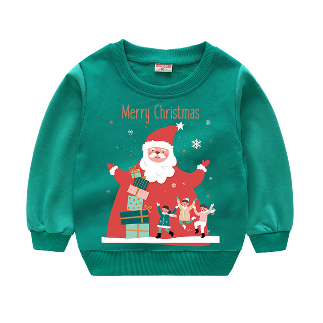 Christmas Children's Clothing Boys Girls Sweater Long Sleeve Sweatshirts Pullover Tops Cartoon Santa Snowman Print