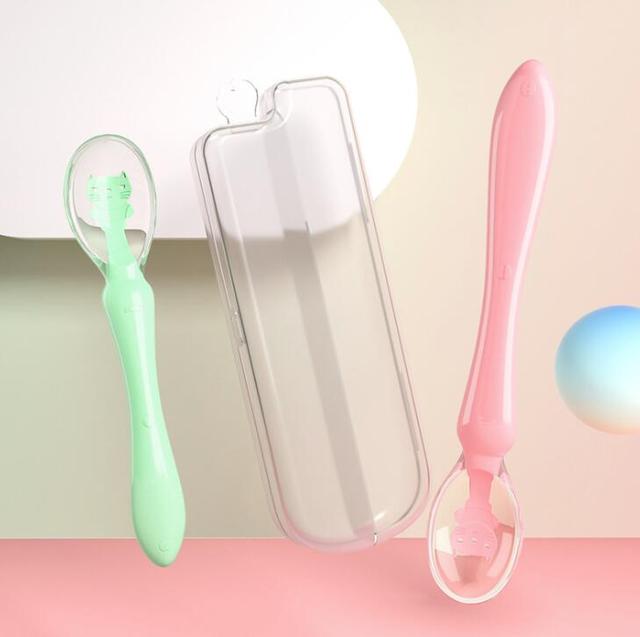 Newborn Baby Spoon Soft Silicone Temperature Sensor Spoon Baby Cutlery Training Spoon Infant Feeding Tools