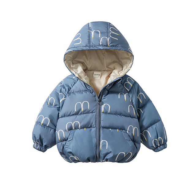 2021 Winter Children Hooded Coat Warm Outerwear Simple Fashion Windbreaker Jacket Fashion Kids Outerwear