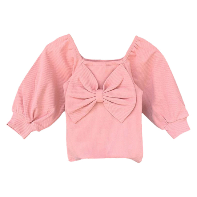 Spring Autumn Kids Girl T-shirt Children Girls Bow Casual Top Sweet Baby Clothes Toddler Long Sleeve Fashion Top