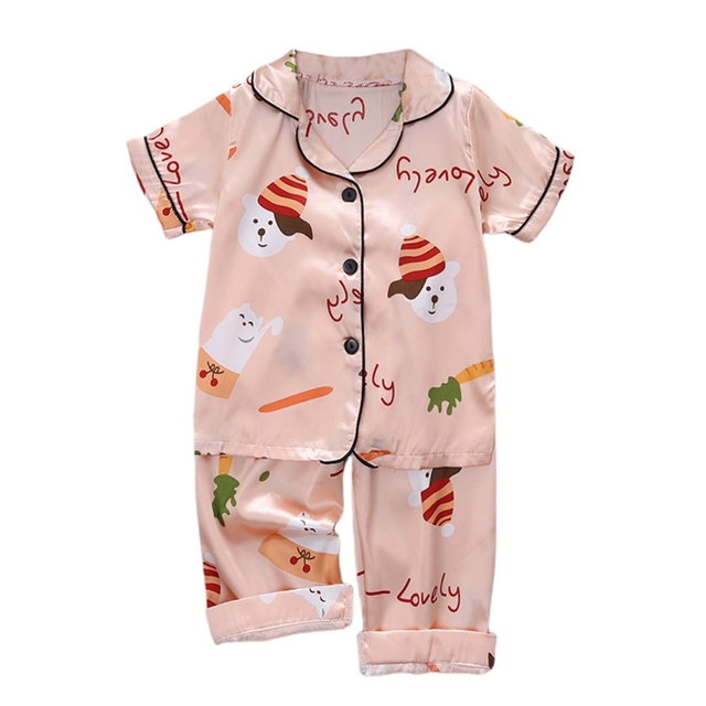 Summer 2pcs/set Kids Boys Short Sleeve Tops+Pants Sleepwear Cartoon Pajamas Home Children Girls Set 2-7 Years Kids