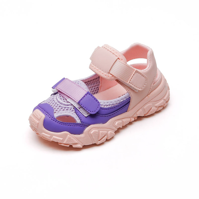 Kids sandals summer 2022 new fashion breathable mesh sport girls soft bottom sneakers boys beach sandals