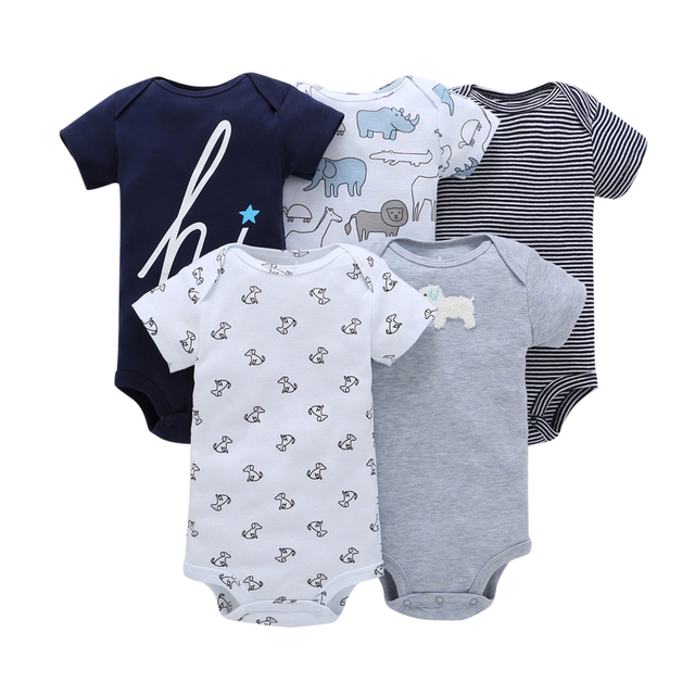 Cartoon Monster Baby Newborn Clothes Newborn Baby Clothes Short Sleeve Cotton Onesex Unisex Bodysuit 2021 5pcs/set