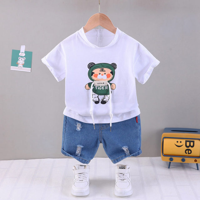 Summer Baby Boys Girls Cotton Clothes Cartoon Crop Tops 2pcs/set O-Neck Baby Clothes Set Toddler Tracksuit