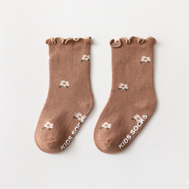 Floral Embroidery Mushroom Edge Socks Baby Socks Cotton Knit Kids Knee High Socks for Toddler Girls Children Tube Socks