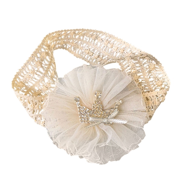 Infant Baby Hair Band Rhinestone Crown Headdress Baby Girl Mesh Elastic Headband Turban QX2D