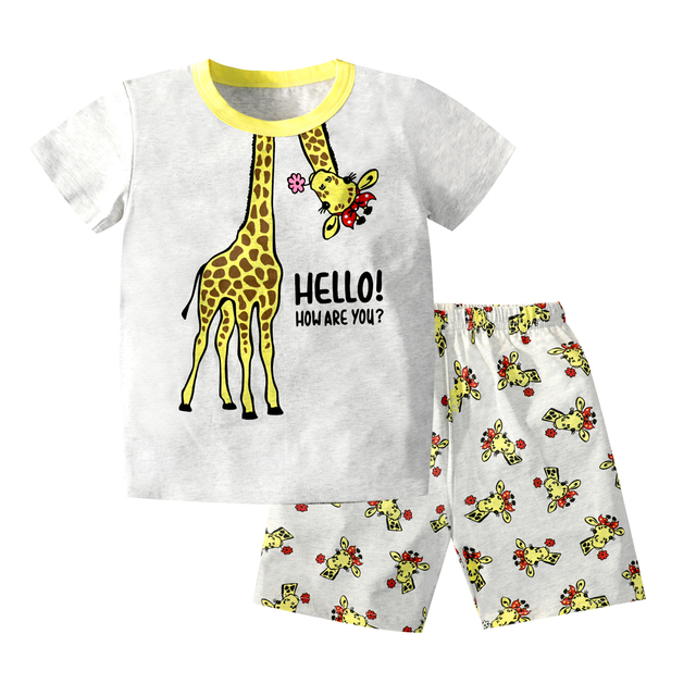 Animal Cartoon Girls Leopard Panda Pajamas Sets Boys Dinosaur Sleepwear Kids Clothing Sets Children Sleepwear Boys Nightwear
