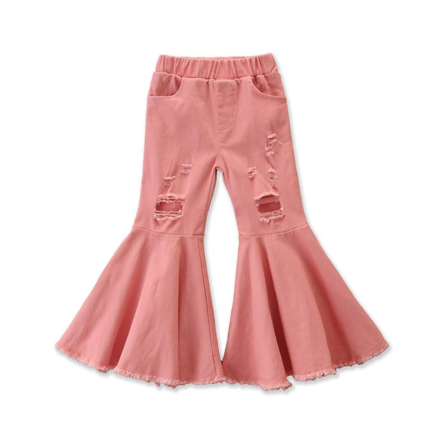 Spring All-match Girls Jeans Trumpet Elastic Waist Flared Pants Children Trousers Bell bottomed Jeans For Girl Clothing 2-7Years