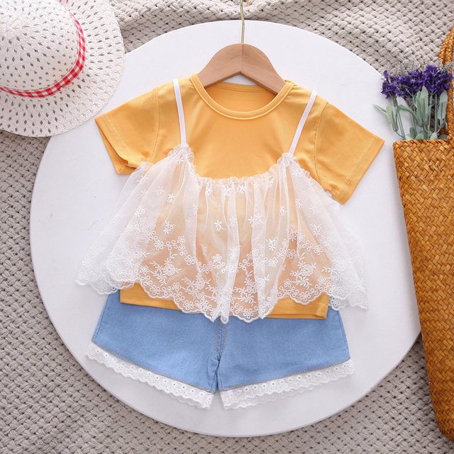 New summer baby clothes suit children girls fashion cute shirt shorts 2pcs/sets baby costume cotton casual kids sportswear