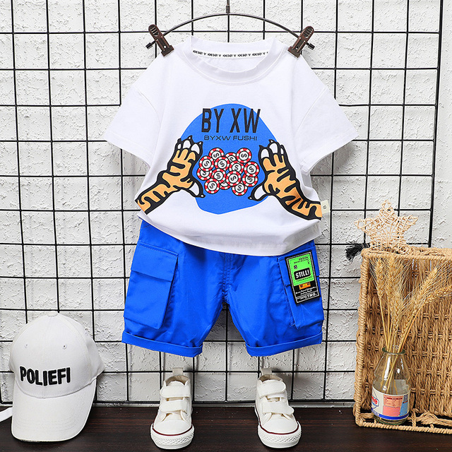 New Boys Clothes Summer Newborn Baby Girl Clothes Children Cartoon Sport T-shirt + Shorts 2pcs/set Infant Costume Kids Tracksuit