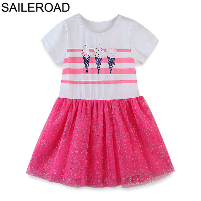 Glieroad 2-8 Years Baby Girls Cute Unicorn Princess Dress Girl Summer Short Sleeve Dresses Kids Clothes Children Suits