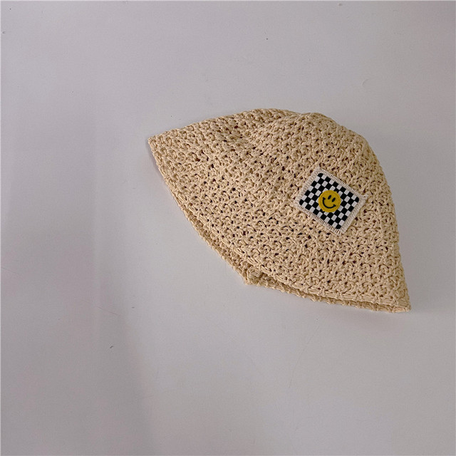 MILANCEL 2022 summer children smiley icon knitted hat sun protection bucket hat