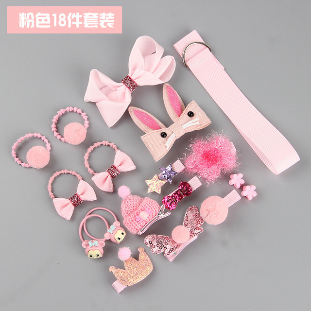 Cute Baby Girl Headbands Set 18pcs Children Hair Clip Set Little Girl Hair Accessories Bows for Baby Girl Elastic Headdress Gift