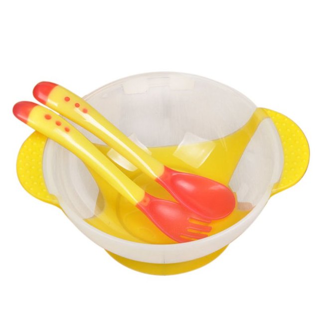 Newborn Baby Dinner Bowl Set Training Bowl Spoon Cutlery Set Dinner Bowl Learn Dishes with Suction Cup Dinnerware